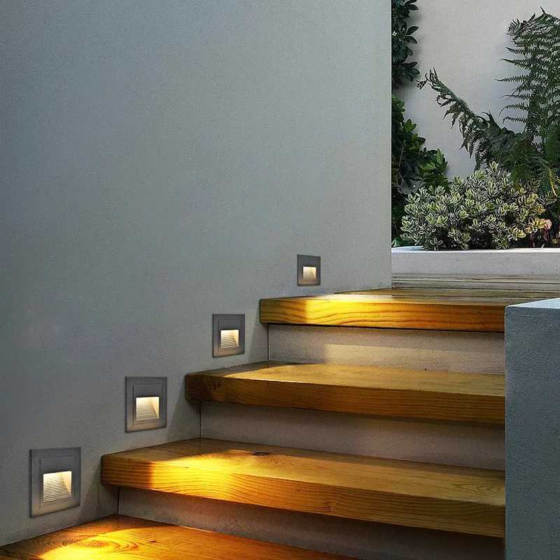 LED Wall Lamp 3W IP65 LED Stair Light Step Light Recessed Buried Lamp Outdoor Waterproof Staircase Step Lights AC85-265V XJ250624