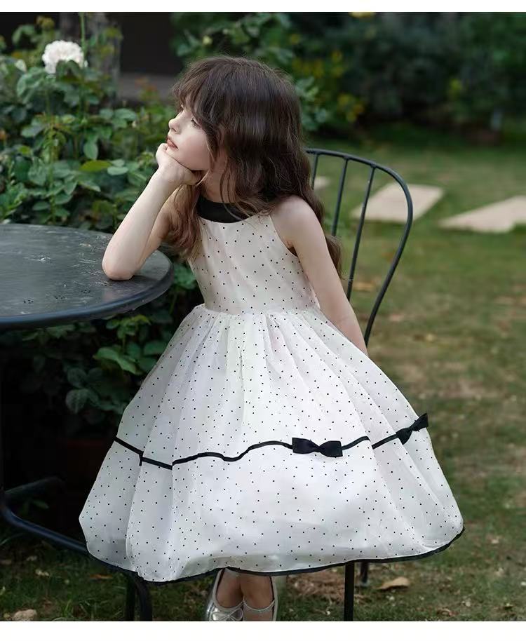 Girls' plush printed dress casual dress neck hanging dress birthday party dress