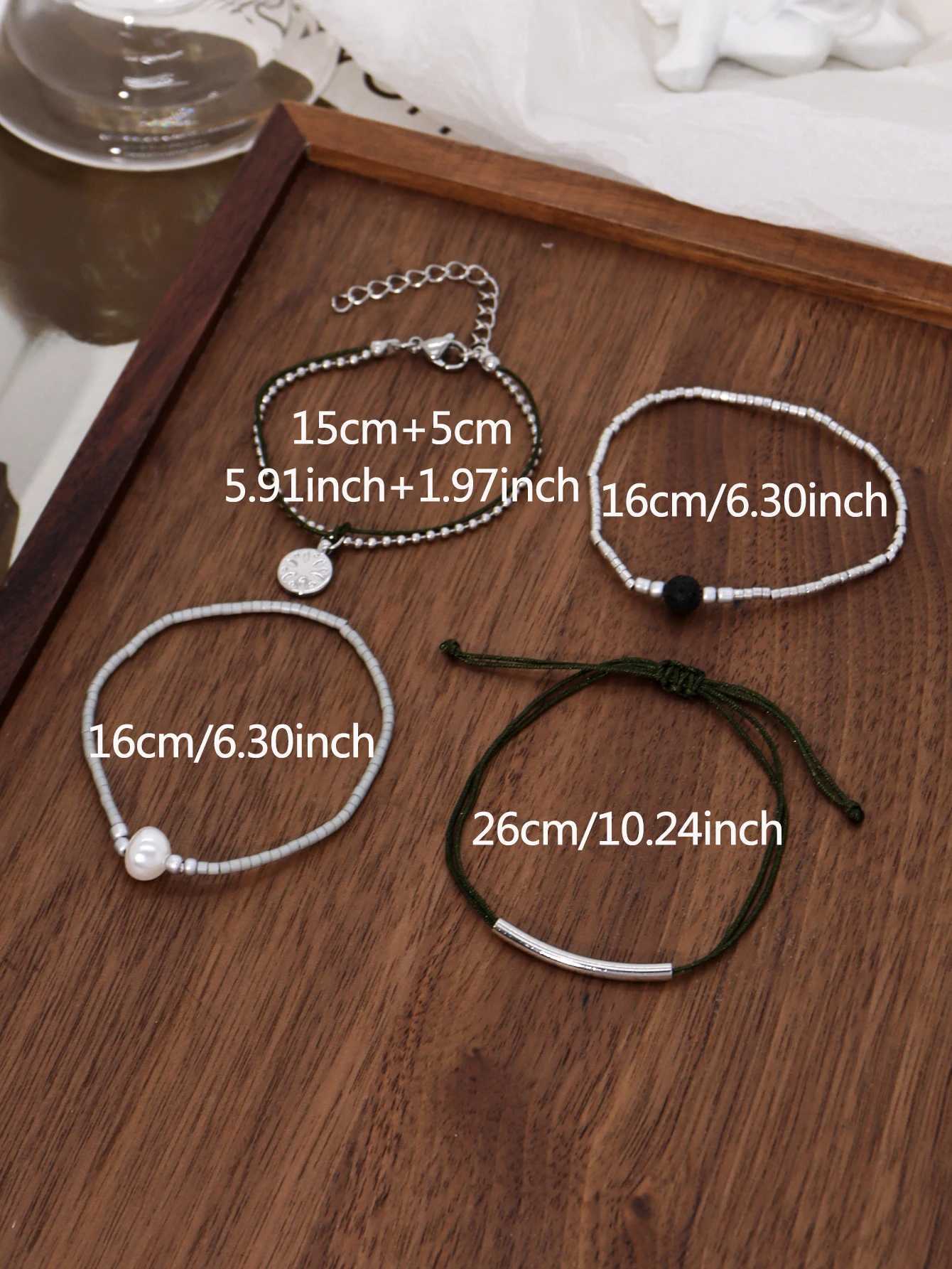 4PCS Bohen Mini Bead Circle Pendant Bracelet Set Party Vacation Jewelry Accessories X250625