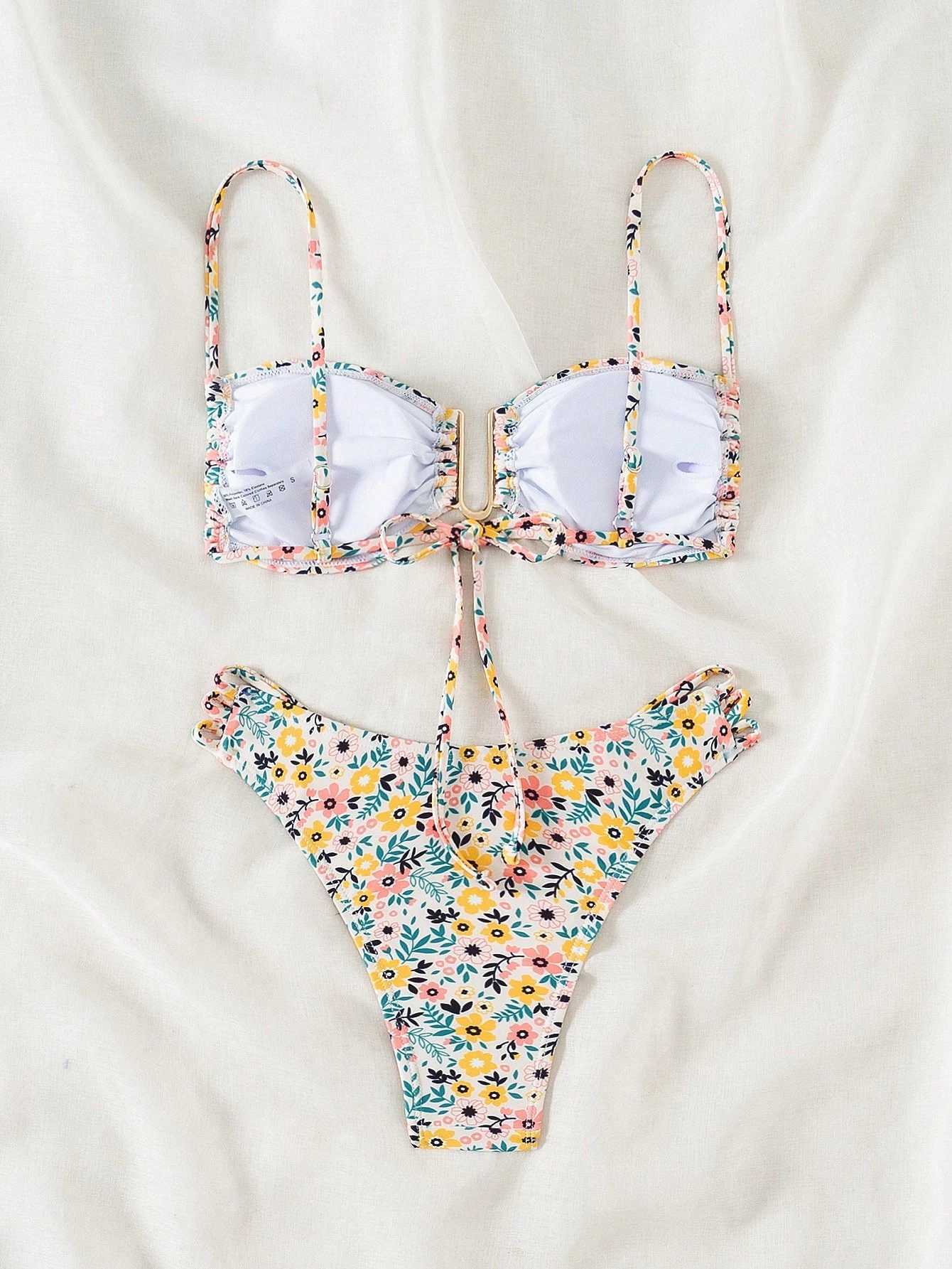 Bikini 2025 new European and American lace-up swimsuit womens high-end beach spa swimsuit design XJ250624