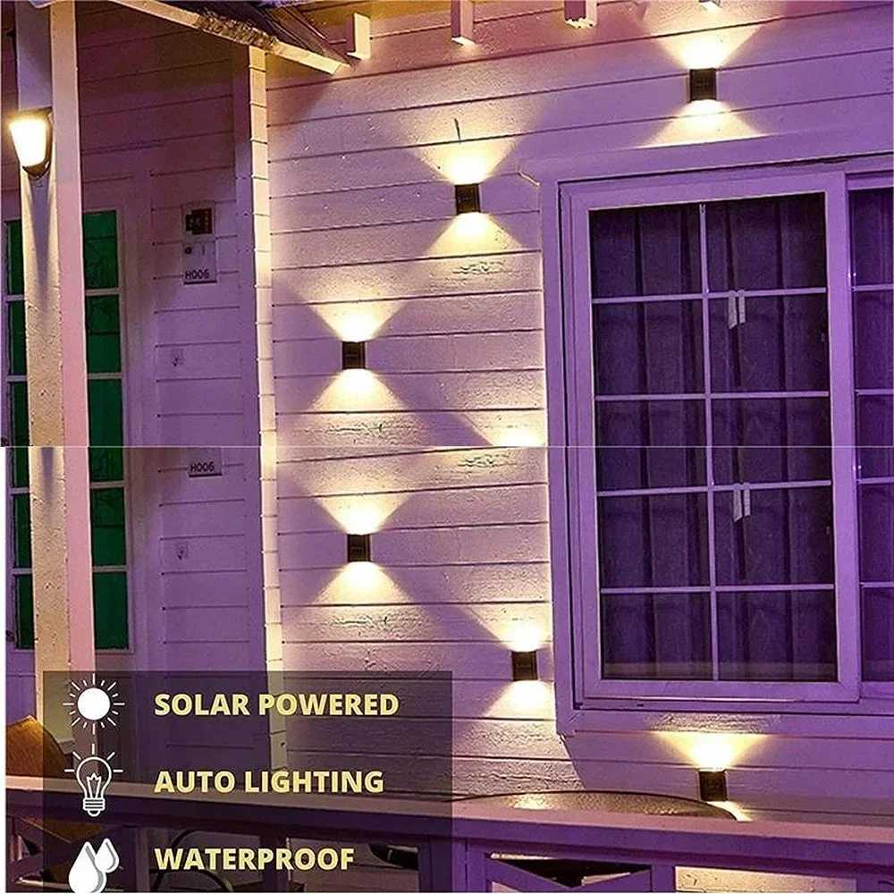 LED Solar Light Outdoor Up and Down Wall Washer Light Waterproof Solar Lamp for Garden Street Landscape Balcony Yard Porch Decor XJ250624