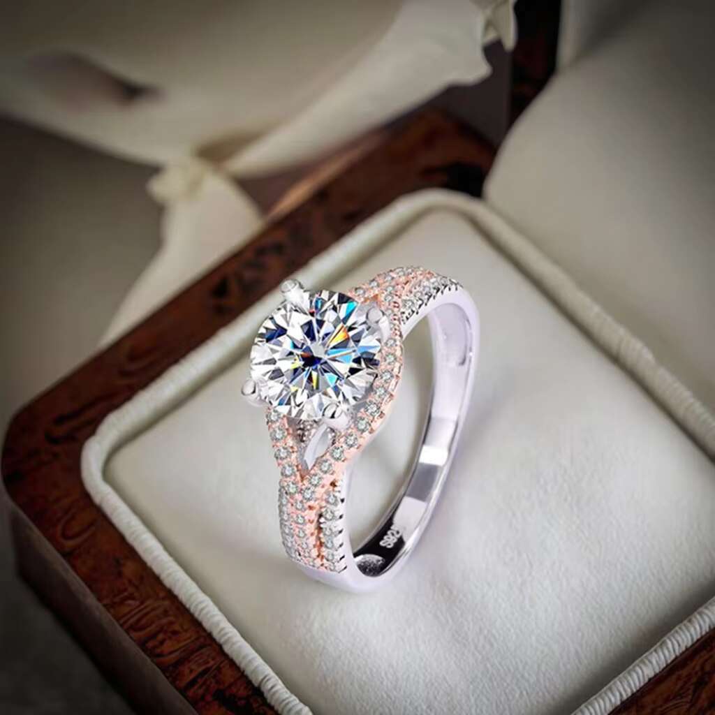 Wholesale With GRA Certificate High Quality 925 Sterling Silver 2CT Moissanite Wedding Engagement Ring
