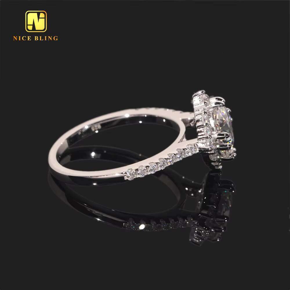8mm 9mm Round Brilliant Cut Classic Jewelry Eternity Moissanite Engagement Ring for Women Wedding Ring 925 Silver Diamond Rings