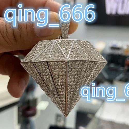 Real Moissanite Round VVS Moissanite Pendant Hip Hop Diamond Pendant Necklace Wedding Unique Pendant in 925 Sterling Silver