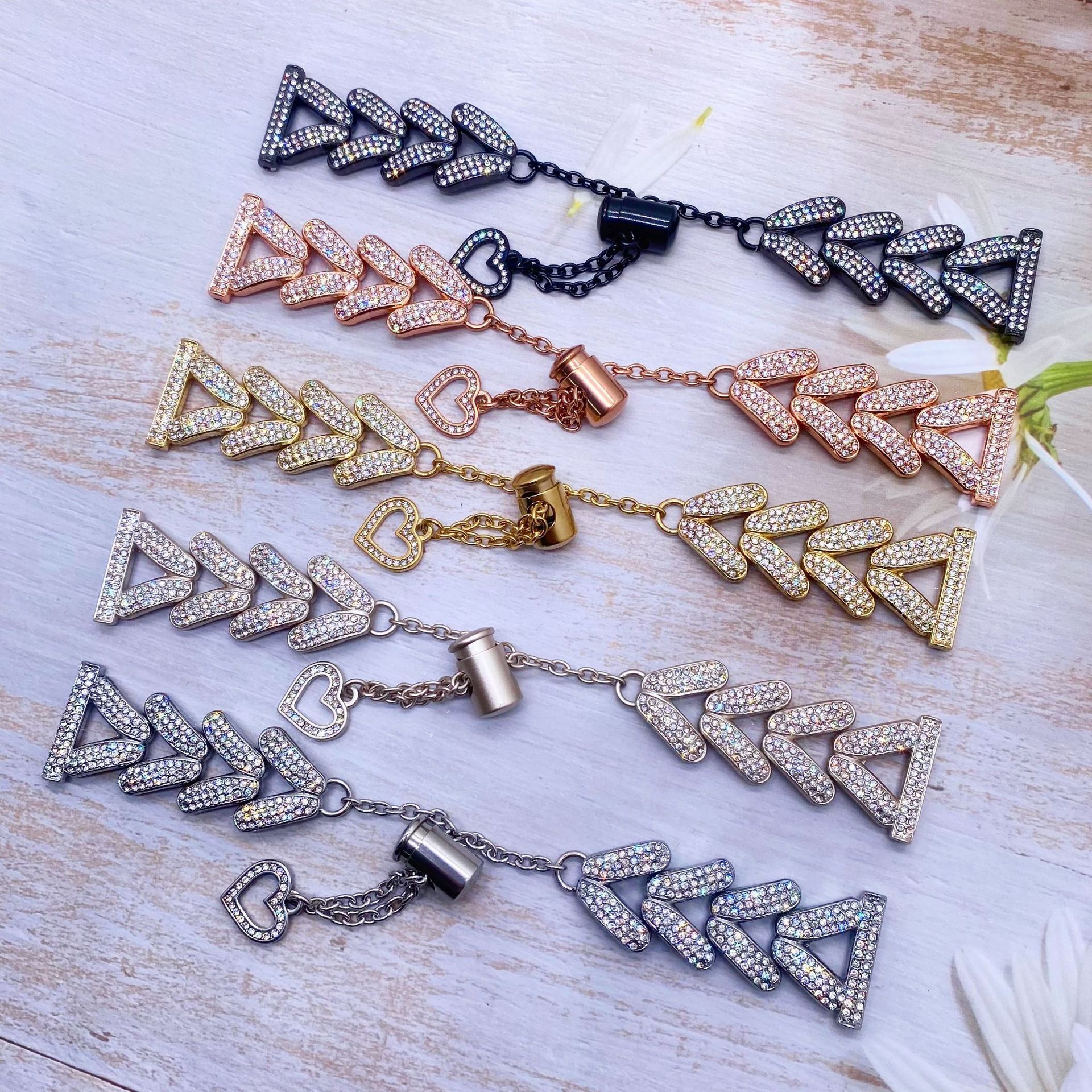 Luxury Premium V Design Metal Diamond Inlaid Chain Bracelet for Apple Watch Series 1-10