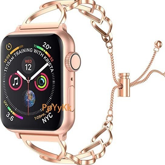 Luxury Premium Fashion Heart Cutout Metal Watch Band Elegant Designer Stainless Steel Strap Compatible with iWatch Series 1-10 Glamorous Chic Wristban