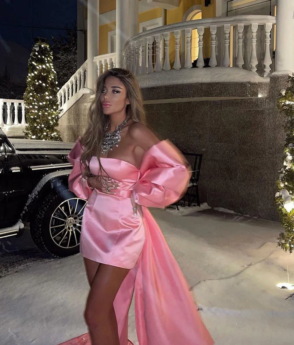 Red Prom Dress Strapless Celebrity Dress 2025 Formal Girls Sexy Mini Cocktail Evening Gowns Pleats Party Homecoming Gowns Backless Bow Cocktail Gown