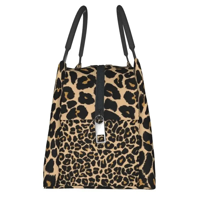 Leopard Skin Print Traditional Colours Insulated Lunch Bags for Women Animal Texture Resuable Cooler Thermal Food Lunch Box 250624