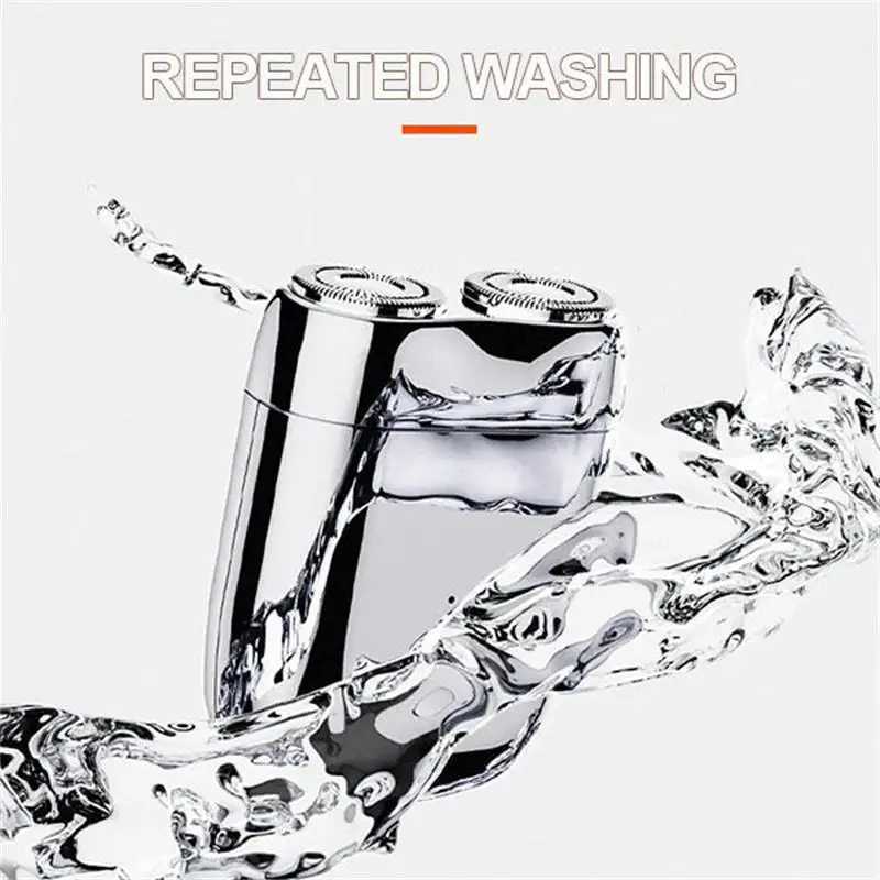 Mini Portable Electric Shaver Razor Beard Trimmer Shaver Double Head Mens Beard Razor IPX7 Waterproof Use Pocket Razor W250625