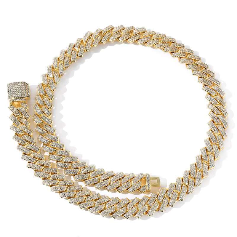 14mm Iced Out Cuban Link Chain with Full CZ Stone Luxury Men Women Hip Hop Silver Bling Cubic Zirconia Crystal Jewelry Necklaces