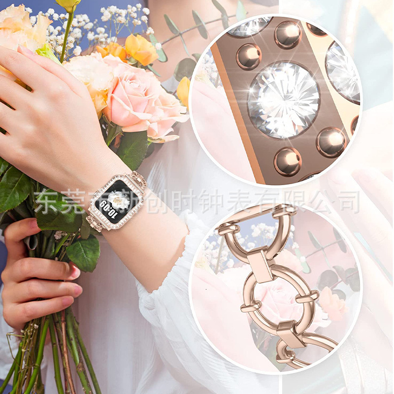 Luxury High End O Shaped Metal Chain Watch Straps for iWatch 8-1 SE Series