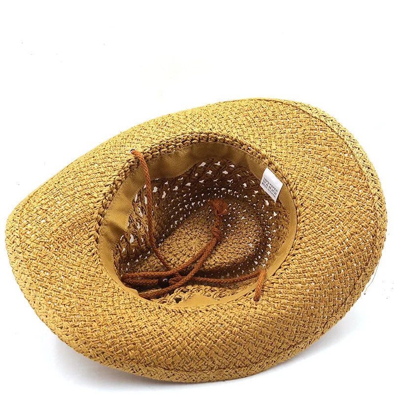 Ethnic style hollow out sun shading big eave cowboy hat spring and summer beach hat outdoor sun protection sun hat grass hat 250624