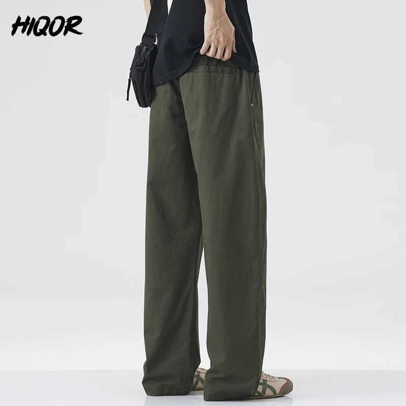 HIQOR American Casual Straight Pants Spring Mens Pants Summer Y2k Cargo Pants Baggy Man Armygreen Harajuku Jogging Trousers Man X250625