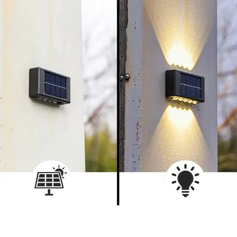 Solar Lights Outdoor Waterproof Atmosphere Wall Lamp Up and Down Luminous Lighting for Garden Yard Street Balcony Terrace DecorXJ250624