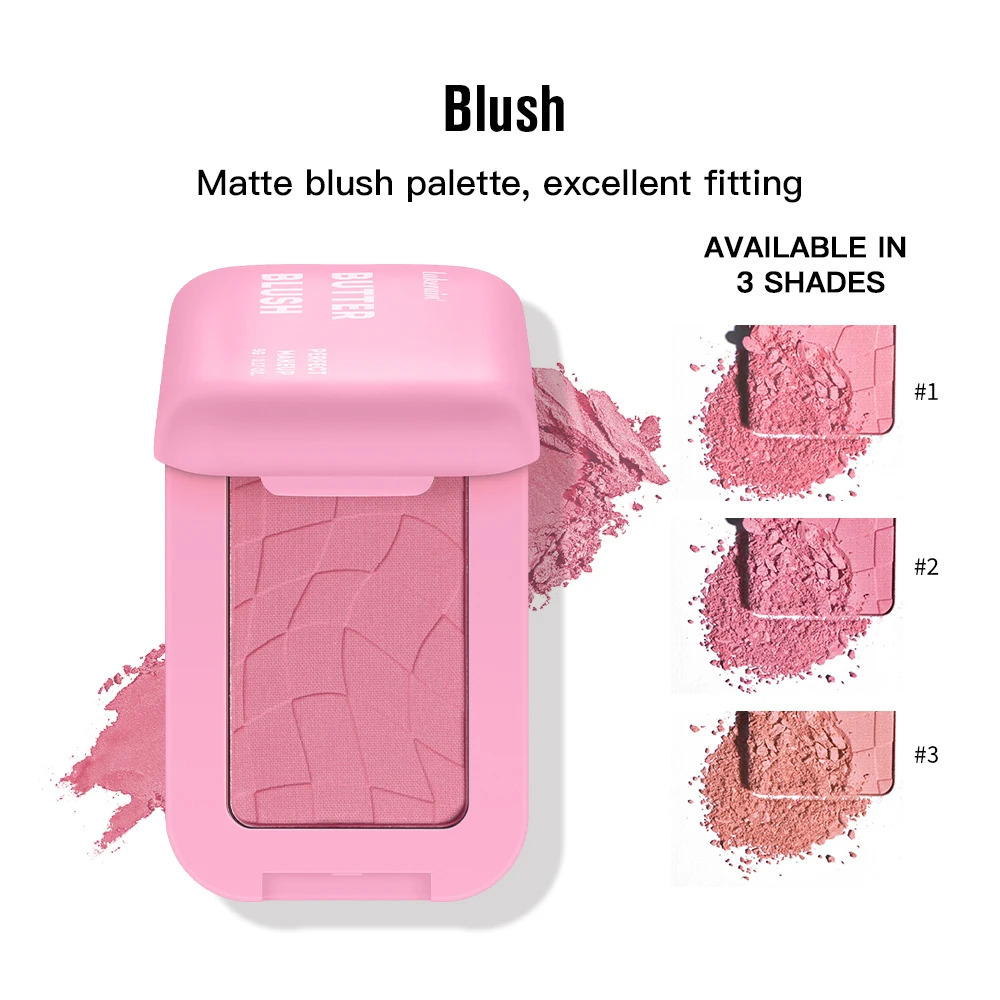 Matte Natural Butter Blush Single Color Cheek Tint Waterproof Face Contouring Cosmetics Blush Powder Face Soft Female Makeup 250625