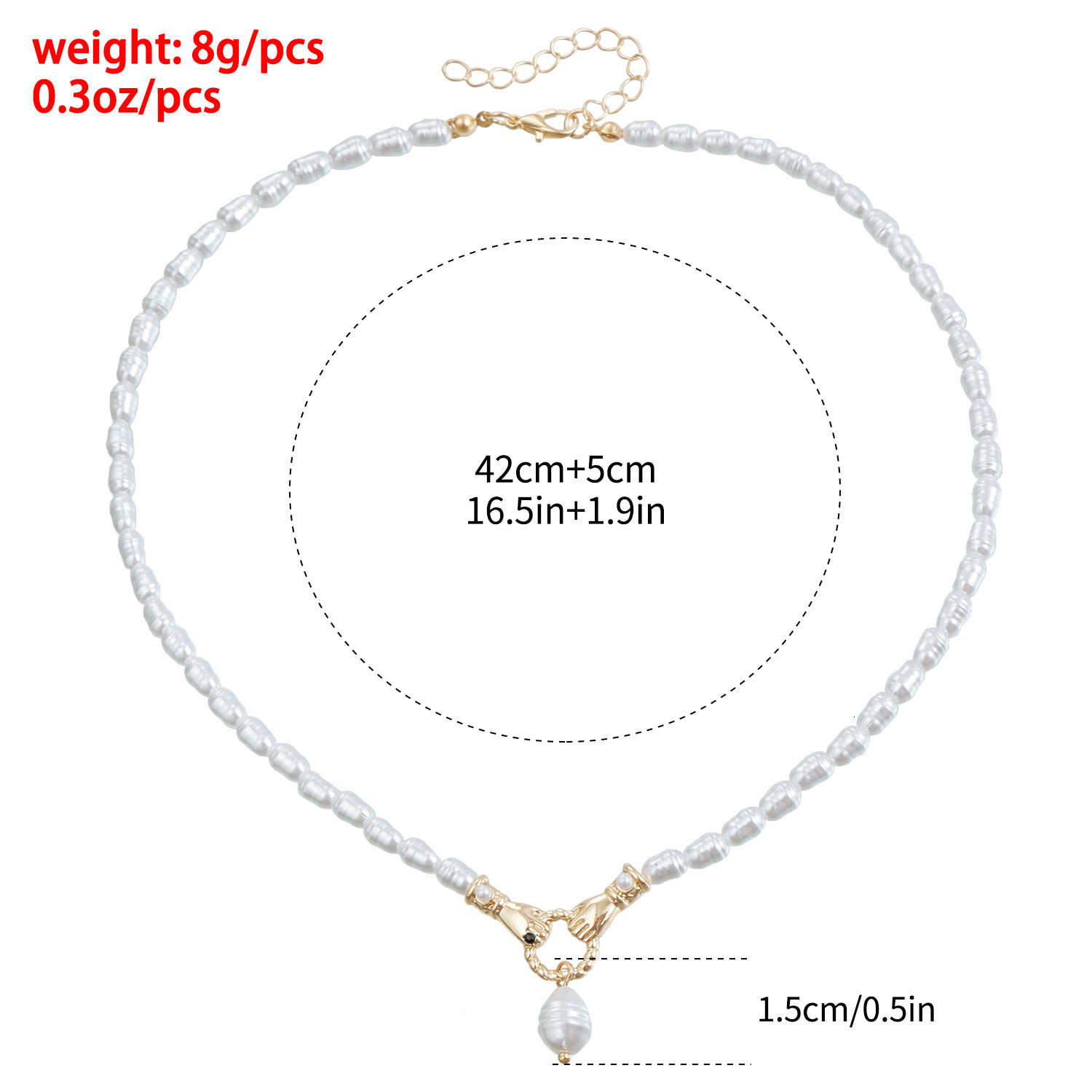 Jewelry Freshwater Pearl Baroque Handmade Beaded Women Handshake Pendant Fashion Versatile Necklace Jewelry for Women