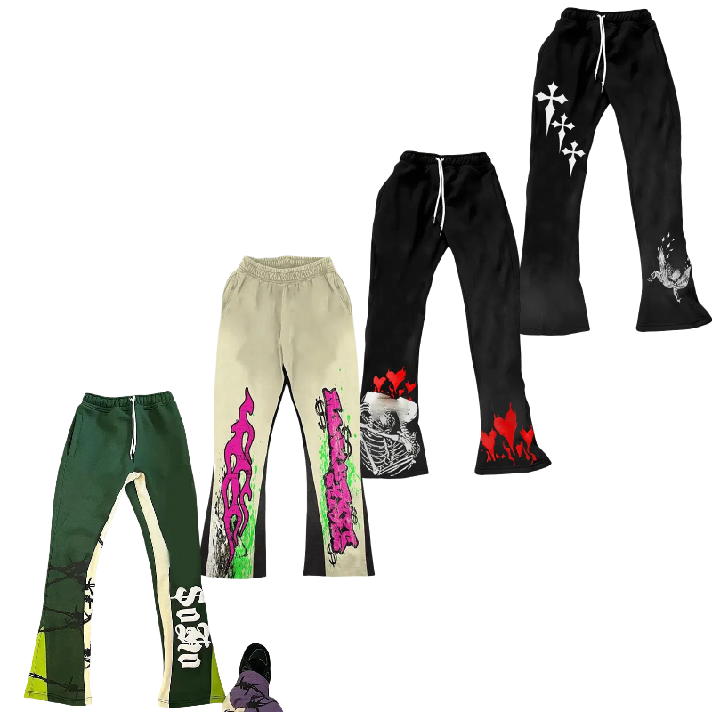 Men's Designer Pants Fashion Printing Oversize Casual Bell-Bottoms Hip Hop Vacation Travel Baggy Sweatpants