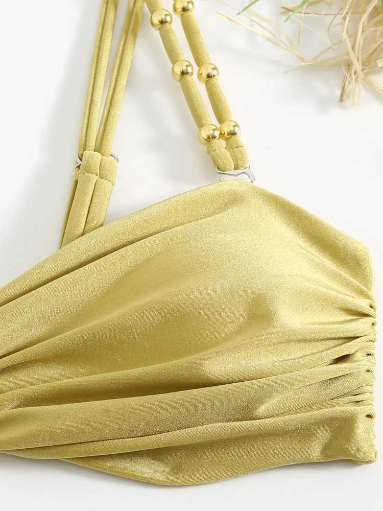 Solid Color Womens Bikinis Trend 2025 Sexy High Waisted Split Swimsuit Elegant Backless Beach Outfit with Cover Up Nylon Skirt XJ250624