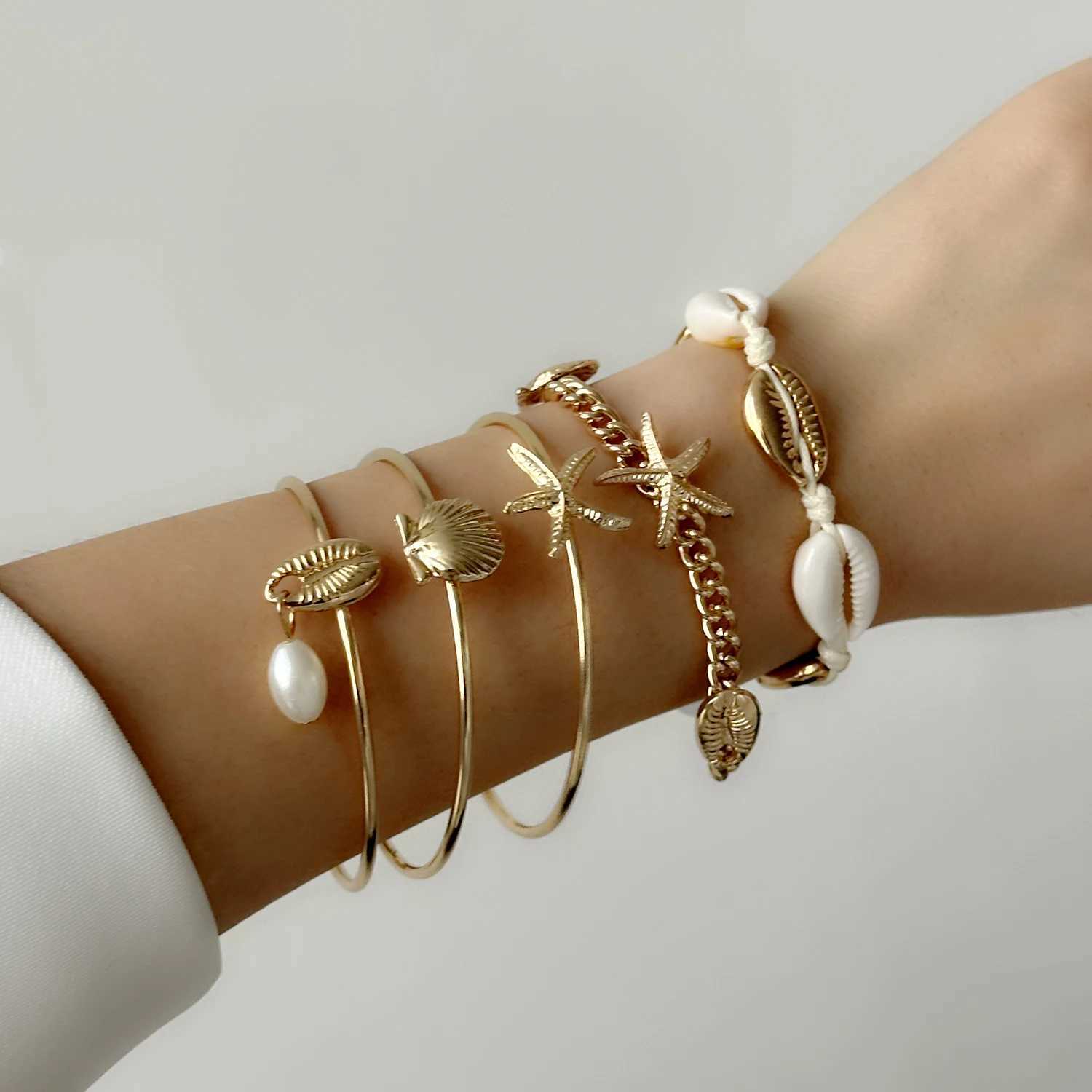 New Fashion Luxury Mens Bracelet Starfish Shell Pendant Bracelet Set 2025 Trends Summer Beach Vacation Accessories X250625