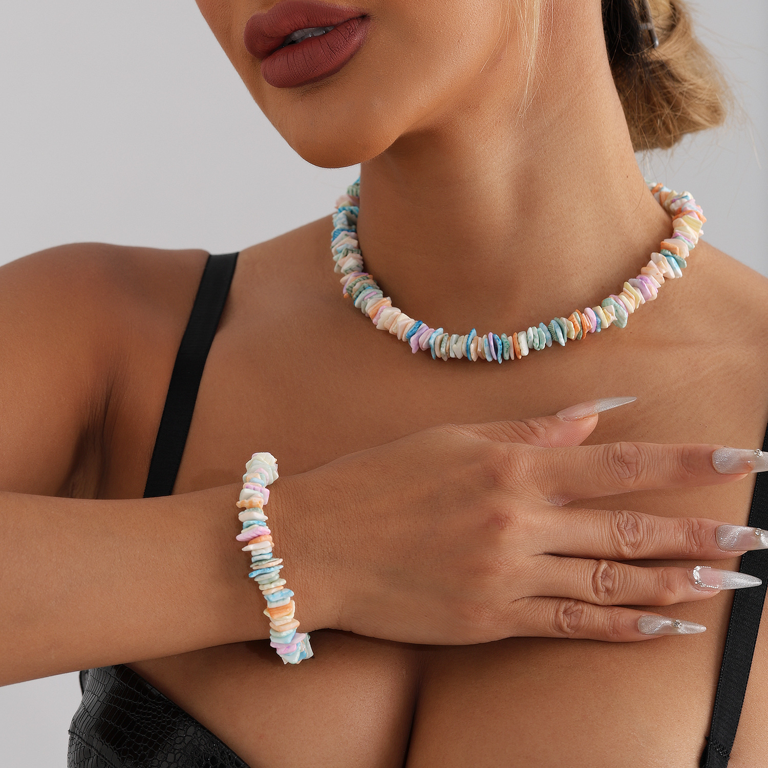 Jewelry Fashion Natural Crushed Necklace Unique Handmade Irregular Shell Choker Chain Ins Jewelry for Women