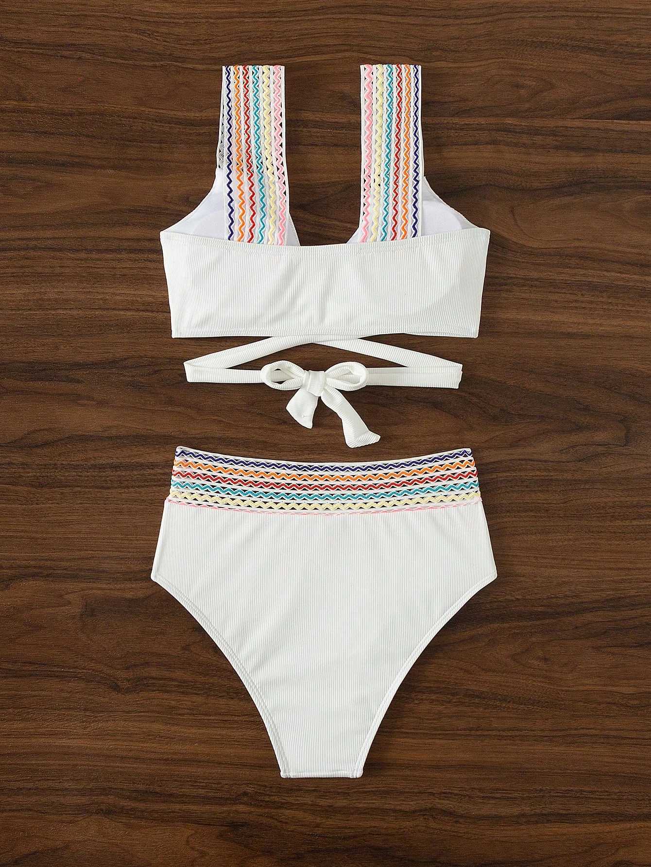 Pure white bikini color suspender belt European and American new swimsuit top sexy seaside vacation. XJ250624