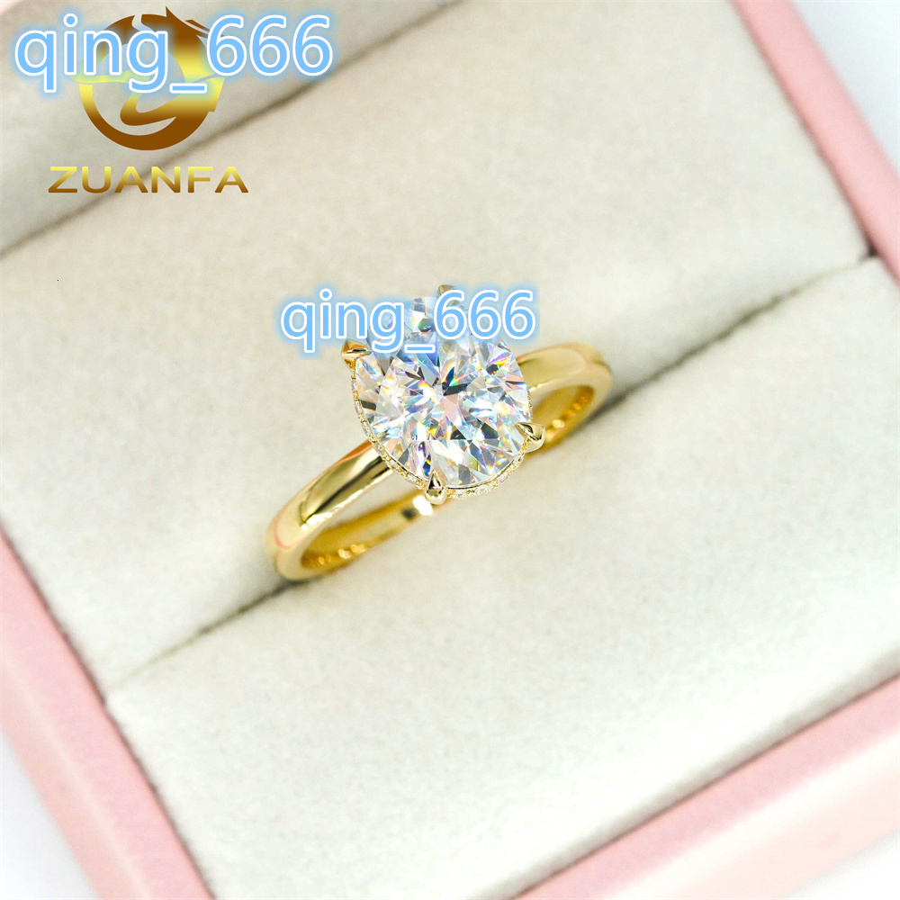 Luxury Fine Jewelry Eternity Band Ring 2ct Oval Diamond Wedding Engagement 10K 14K 18K Gold Moissanite Ring