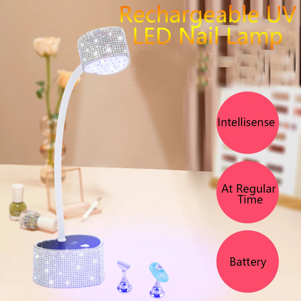 UV LED Nail Lamp Rechargeable UV Light for Gel Nails Cordless Portable Nail Dryer 360°Rotatable Polish Curing Lamp With Battery 250625