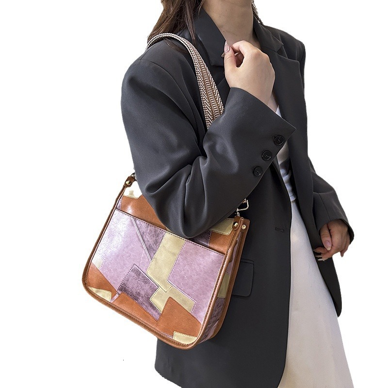 Free Shipping 2025 New Designer Bag Leather Patchwork Women's Bag Large Capacity Tote Bag Women's Summer New Vintage Single Shoulder Bag Hig