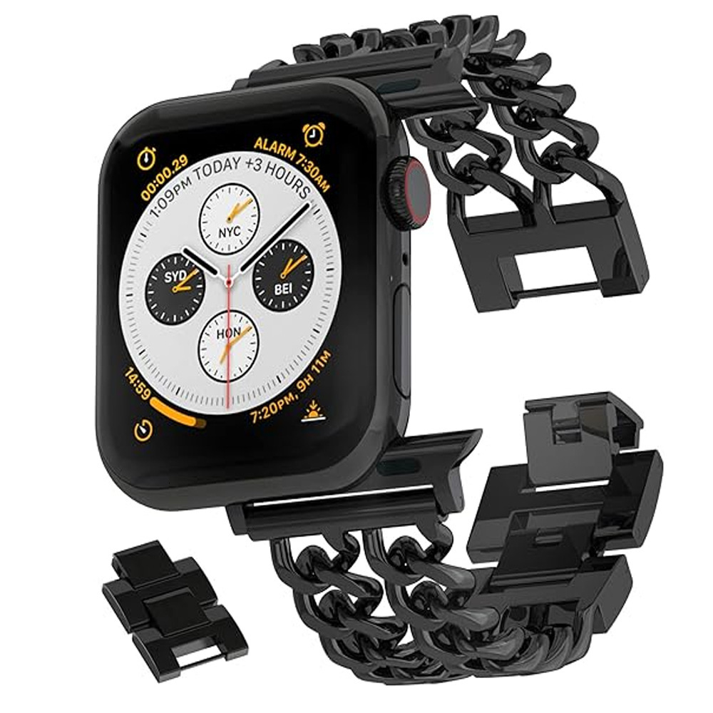Luxury Double Row Denim Chain iWatch Strap Premium Fashion Light Luxury Band for iWatch Series 1-10