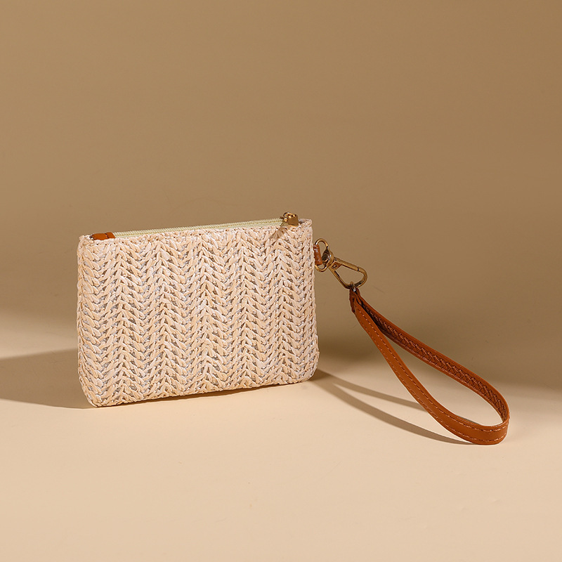 Free Shipping 2025 New Designer Bag Summer Women's Mini Wallet Cross-border Straw Element Coin Purse Wrist Lightweight Card Holder Coin Bag