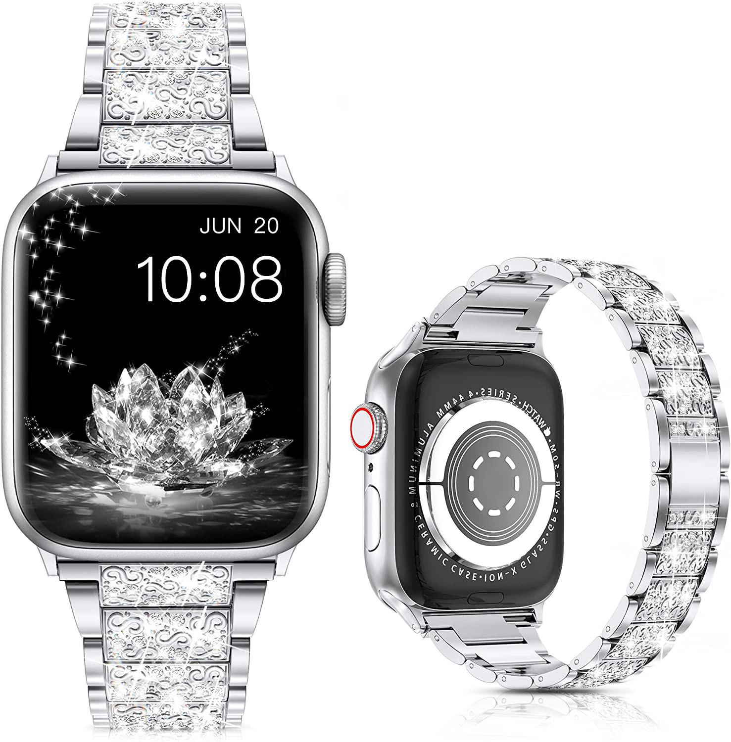 High-end Fashionable Diamond-Inlaid Zinc Alloy Watch Band, Universal for Apple Watch Series 1-9