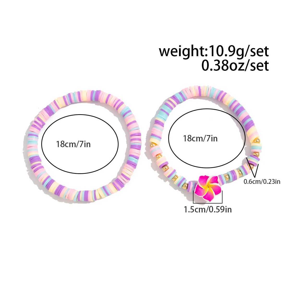 New Bohen Five-petal Flower Pendant Bracelet Colorful Beaded CCB Soft Clay Bracelet Set Summer Beach Jewelry Accessories Gift X250625