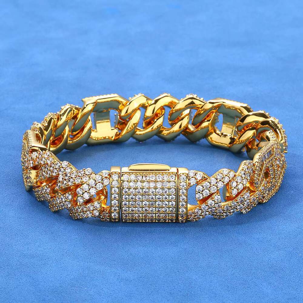 Hip Hop Gold Miami Cuban Link Silver 925 Moissanite Bracelet Men Fashion Bracelets Bangles Diamond Bracelet Charms Wholesale