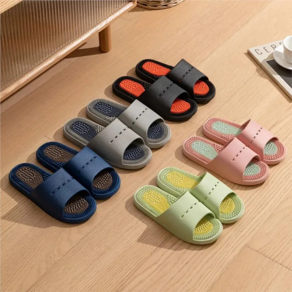 PVC Home Slippers for Men Women AntiSlip Acupoint Massage Mens Soft House Womens Male Slippers 250624