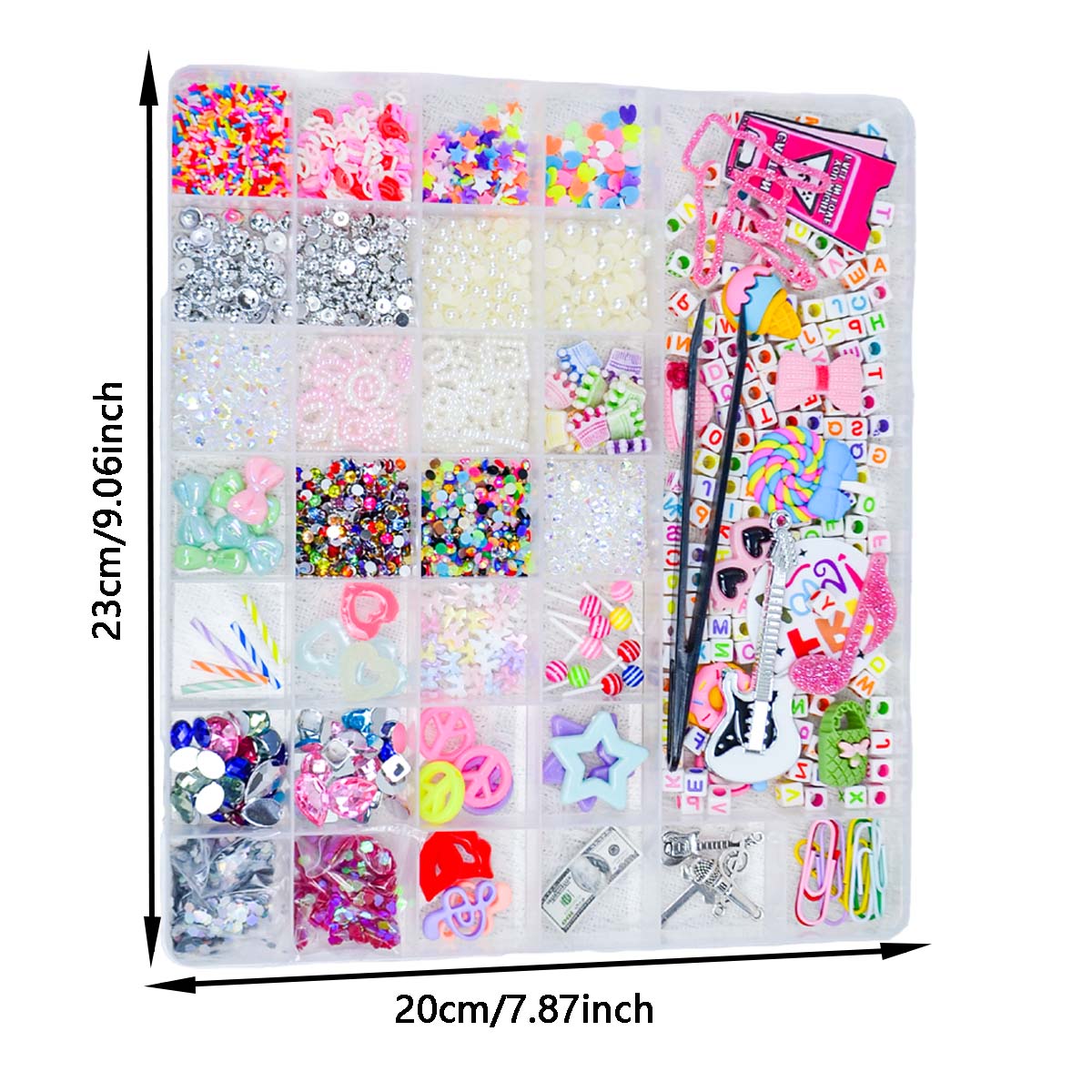 2250pcsDIY bulk resin charm nail art decoration sparkling accessory kit, including star shape, candied fruit design, bow, etc.