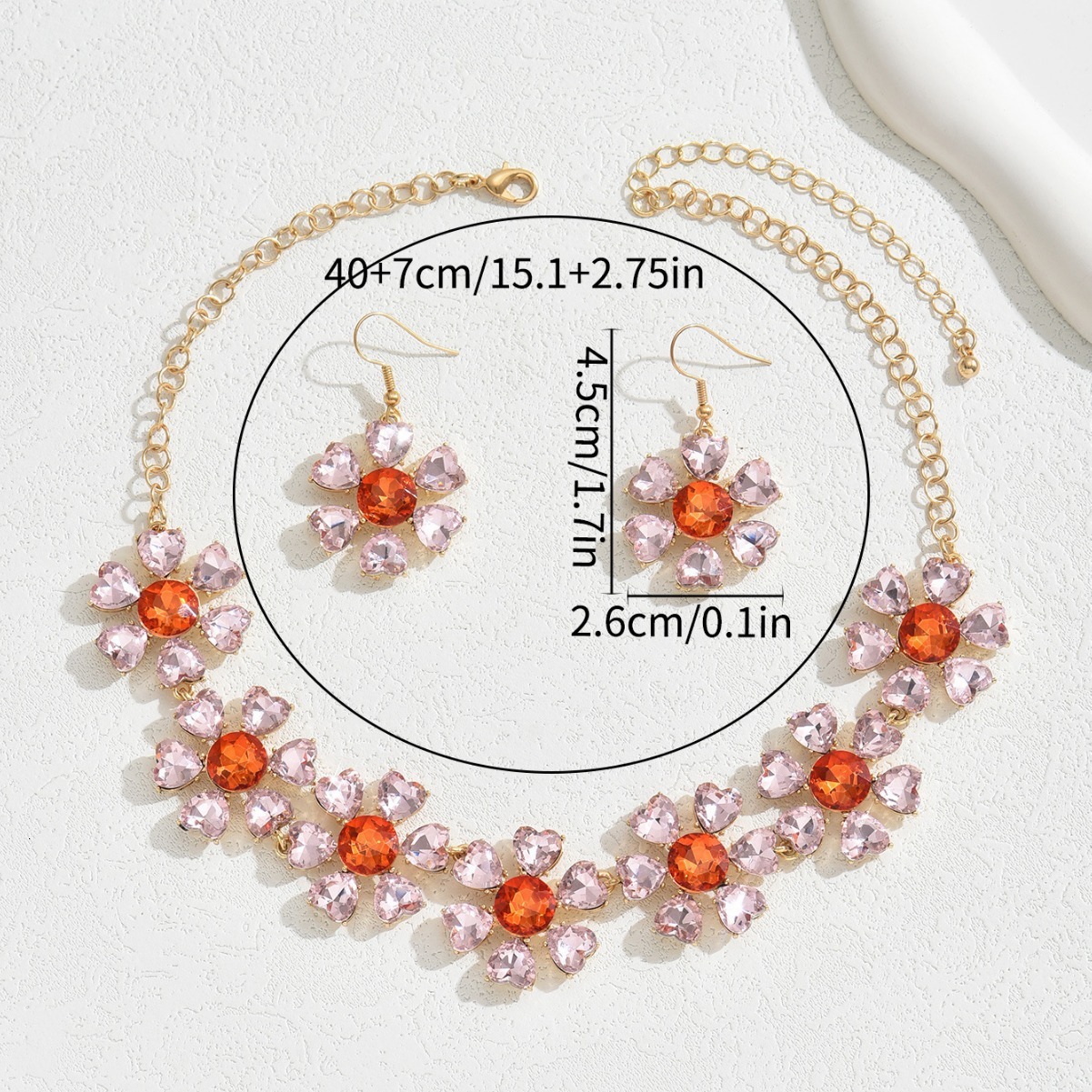 Fashion Necklace Simple Inlaid Zircon Heart Clavicle Chain Style Elegant Earrings Jewelry