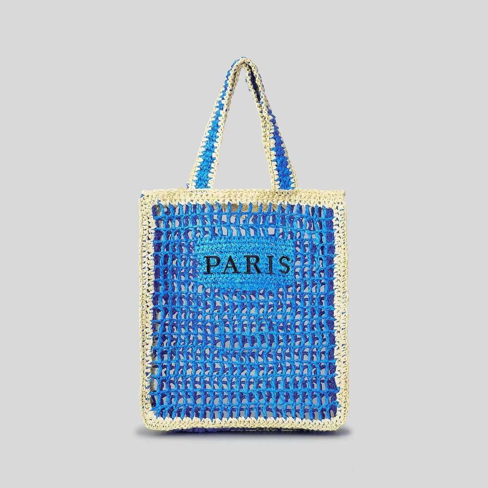 Fashion Panelled Straw Women Shoulder Bags Colorful Patchwork Handbags Paper Woven Summer Beach Tote Bag Handmade Bali Purses