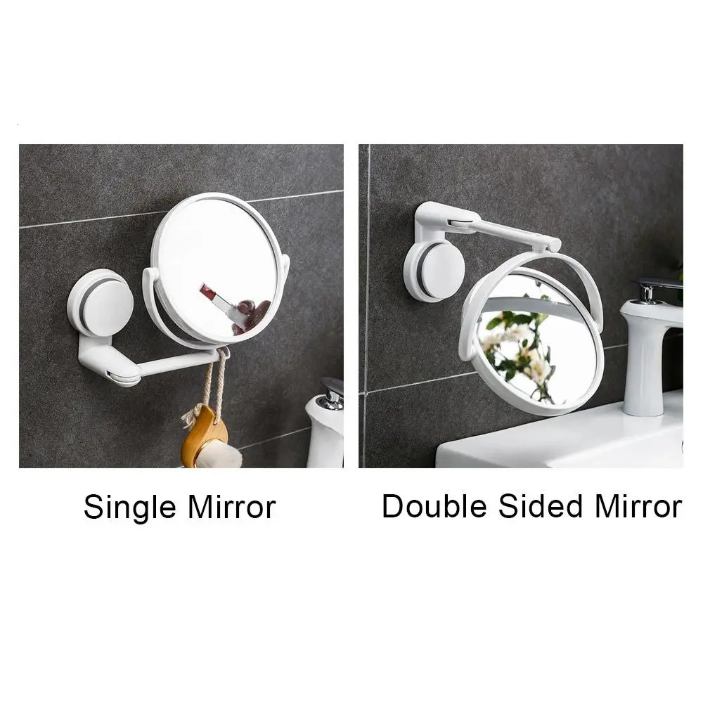 360°rotating Folding Makeup Mirror Wall-mounted Installation-free Round Wall-mounted Shaving Mirror HD Bath Accessories 250625