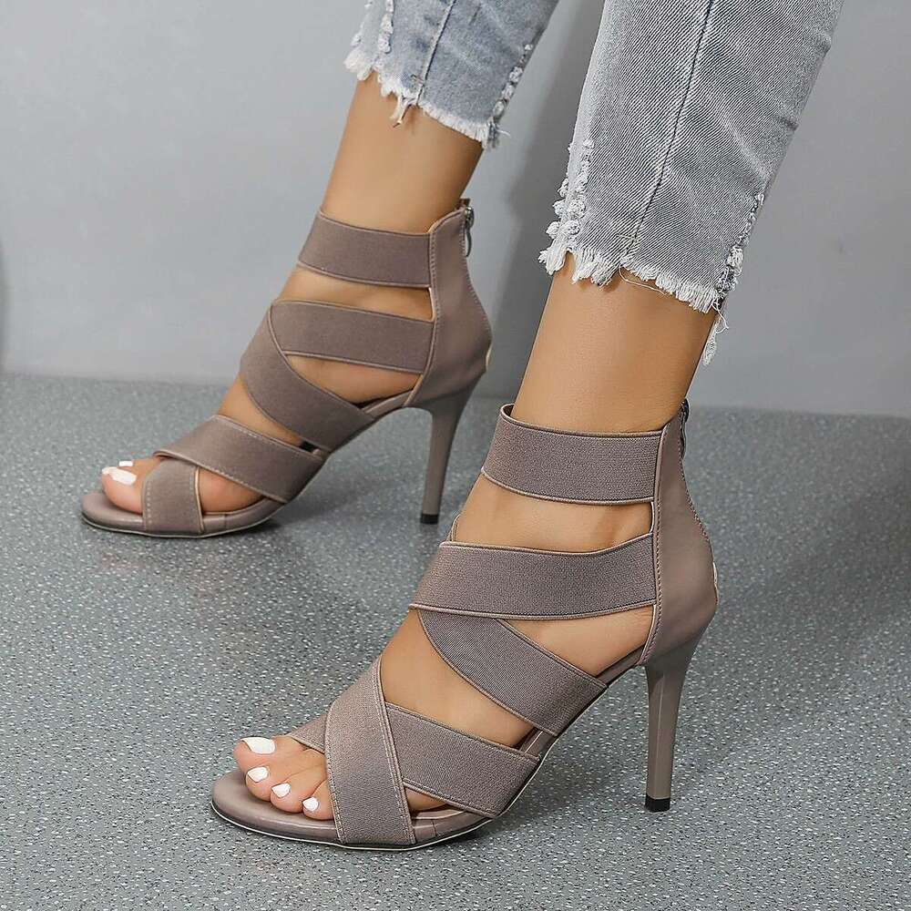High-heeled Plus Size Super Heel for Women with Thin High Heels and Back Zipper Sexy Sandals