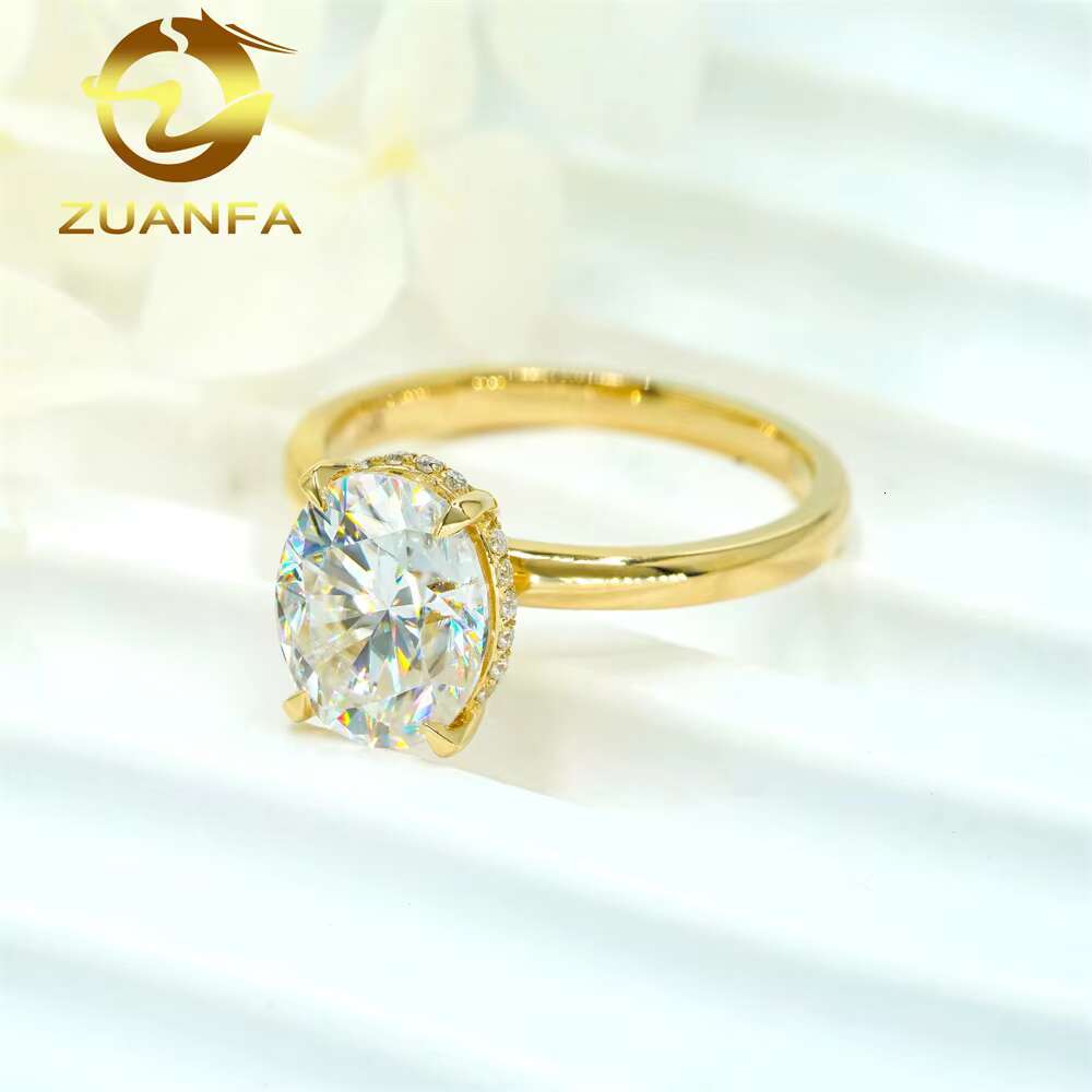 Luxury Fine Jewelry Eternity Band Ring 2ct Oval Diamond Wedding Engagement 10K 14K 18K Gold Moissanite Ring