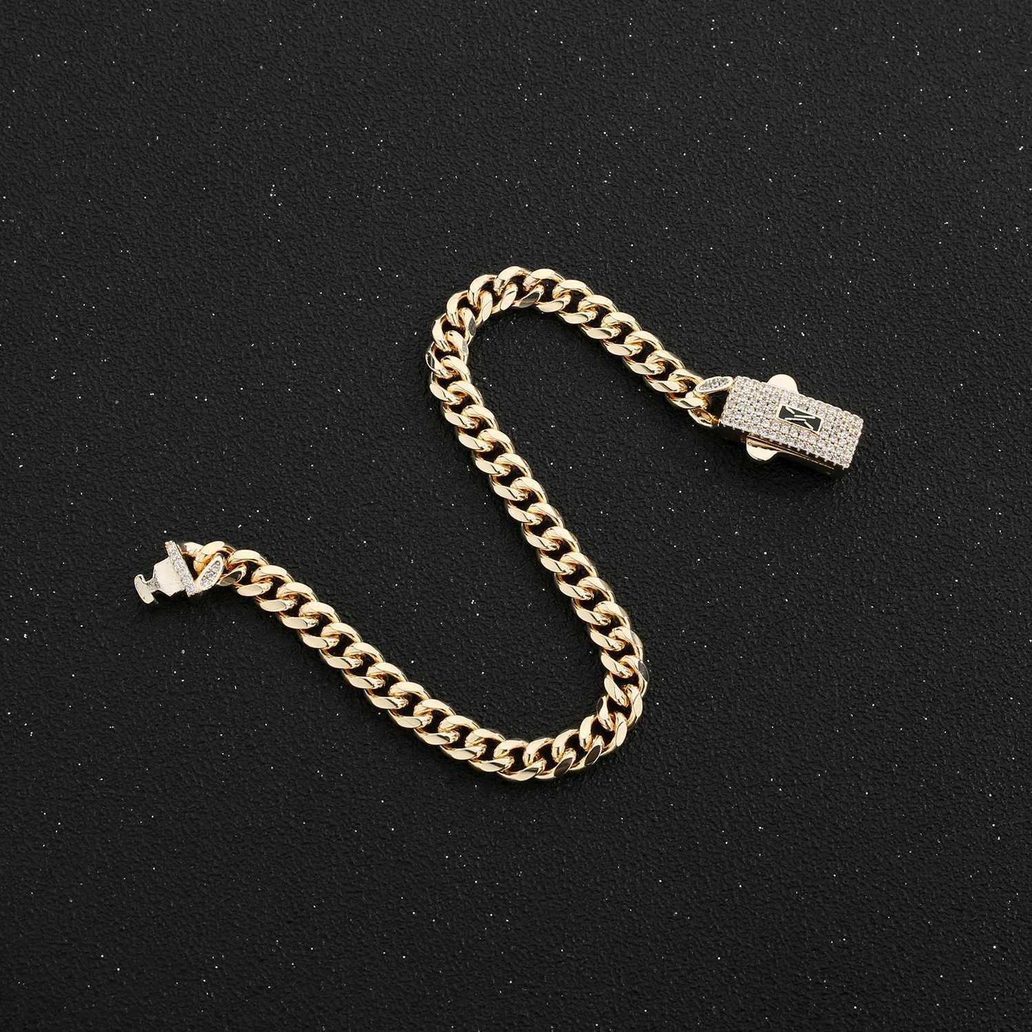 14K Monaco new chain for men and women brass cubic zirconia fashionable Monaco bracelet for men and women X250625