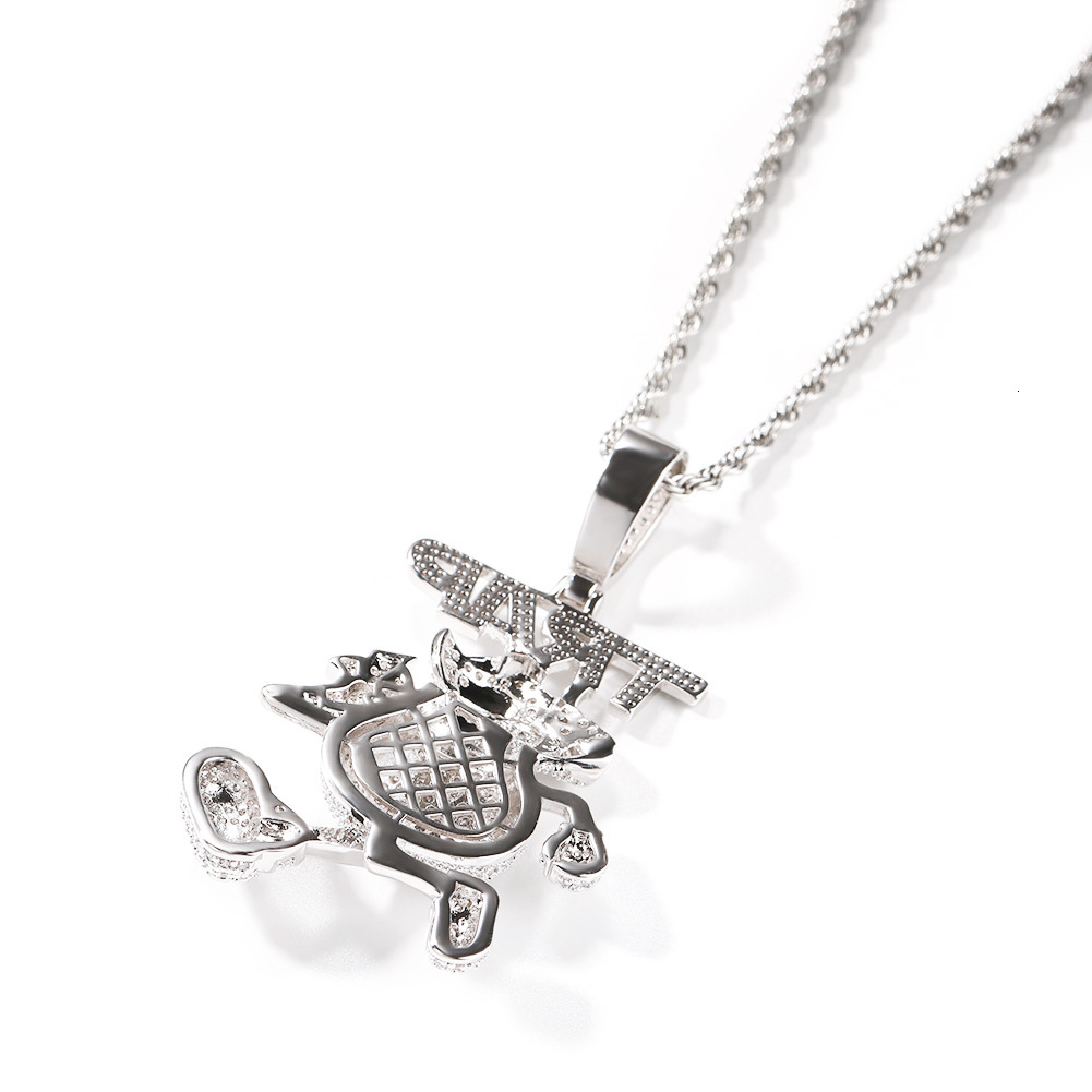 Hot Selling Hip Hop Running Money Bag TRAP Pendant Necklace Full Diamond Cubic Zirconia Cartoon 14K Gold Collar Party Rapper Jewelry Accessories Bijou
