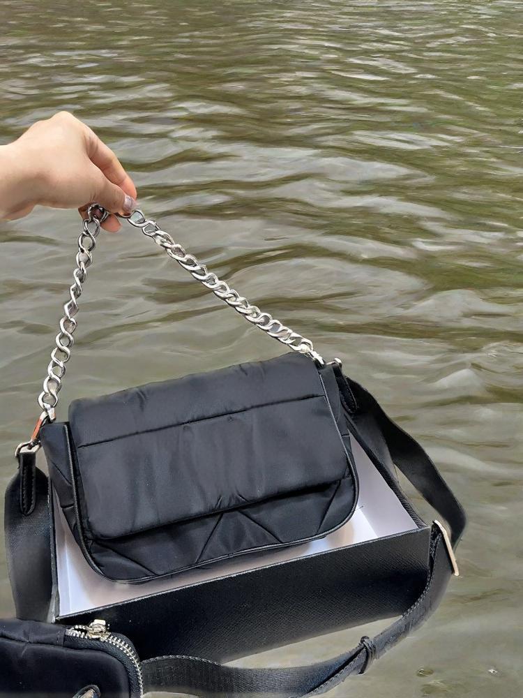 New Oxford cloth bag, portable chain bag, diagonal small square bag, diamond grid bag, waterproof nylon bag, crossbody bag