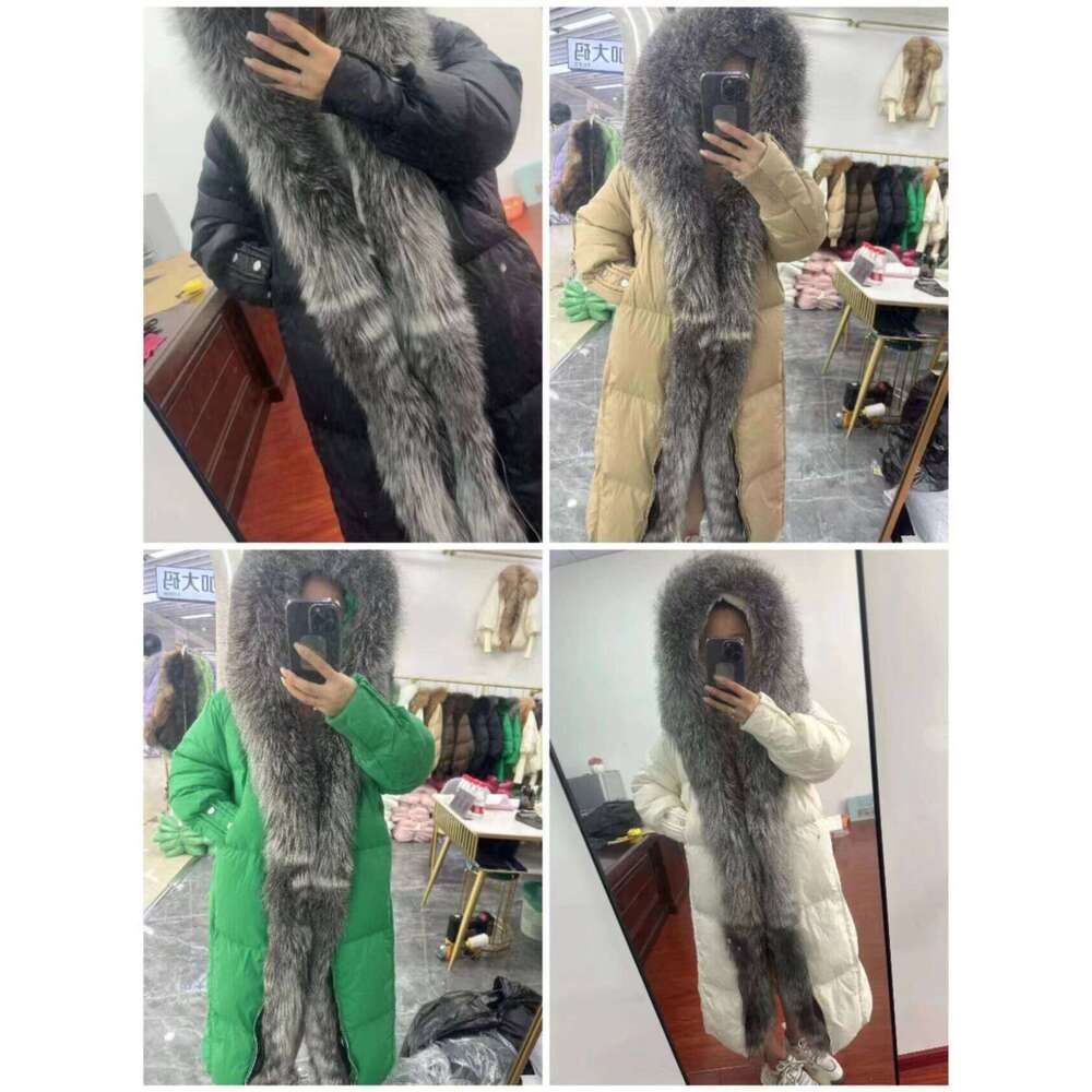 2024 New Winter Women Warm 90% Goose Down Jacket Long Real Fox Fur Hooded Thick Outerwear Female Coat Streetwear
