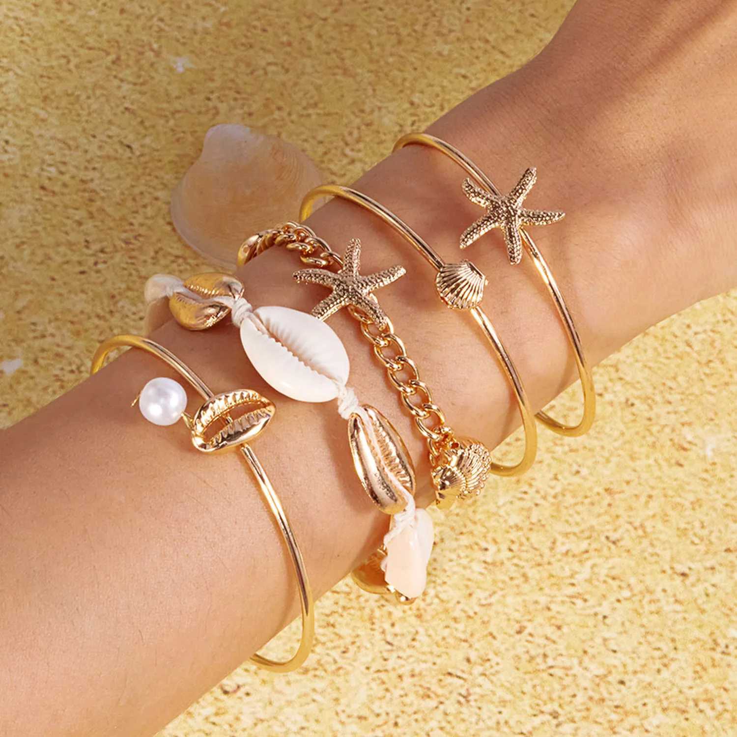 New Fashion Luxury Mens Bracelet Starfish Shell Pendant Bracelet Set 2025 Trends Summer Beach Vacation Accessories X250625