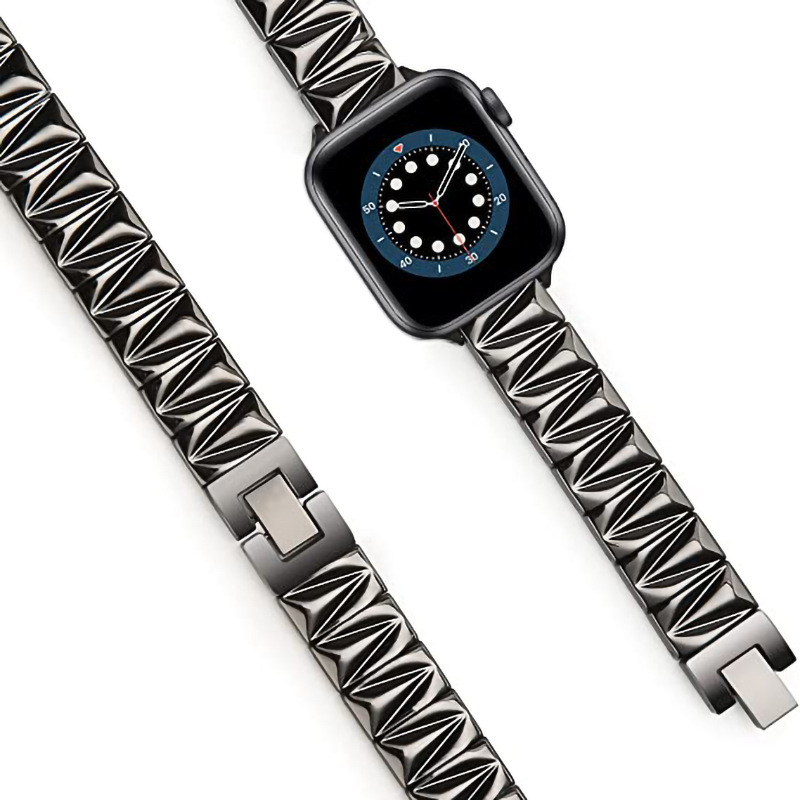 Luxury Premium Pyramid Design Stainless Steel iWatch Band Elegant Fashion Minimalist Metal Strap for Apple Watch Series 1-10