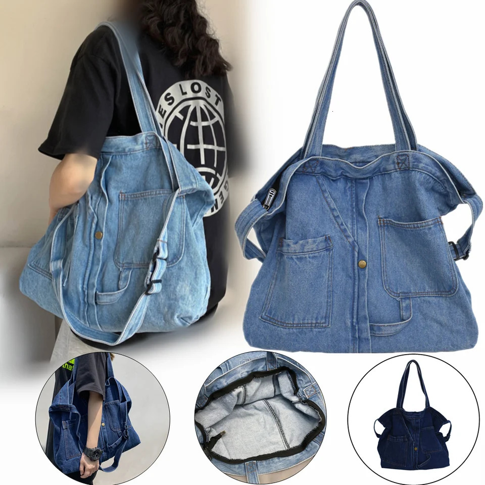 Harajuku Wash Denim Bag Women Handbags Large-Capacity Shoulder Bag Female Korean Version Girls Messenger Bag 250624