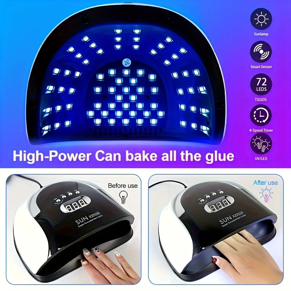 Sun X22 UV LED Lamp For Nail Manicure 72 LEDS Professional Gel Polish Drying Lamps With Timer Auto Sensor Equipment Tools 250625