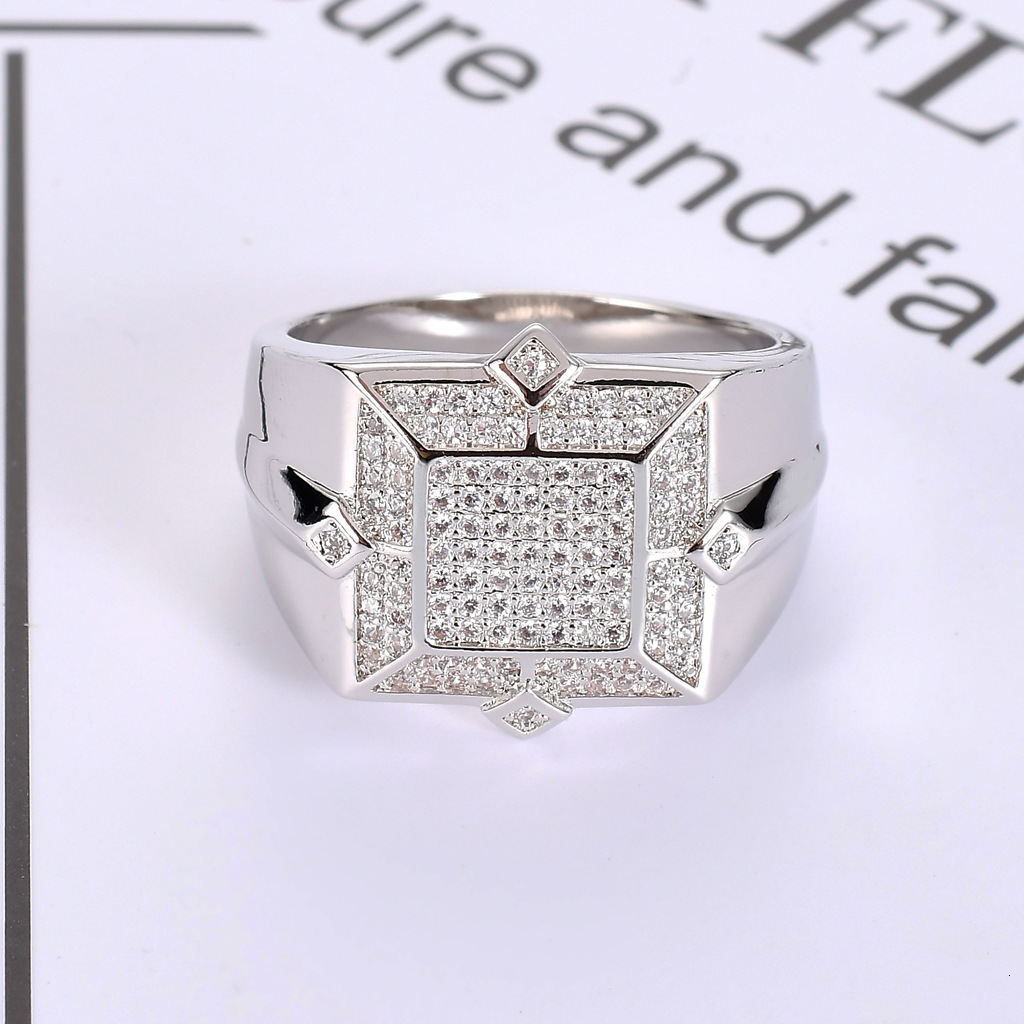 Luxury Moissanite Jewelry Hip Hop Couple Ring Diamond Studded Individual Creative High Quality Ring Passes the diamond tester
