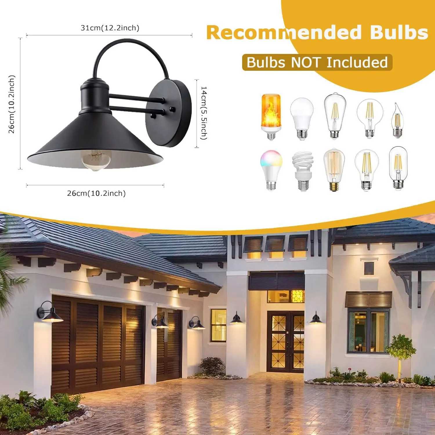 Outdoor Wall Light Fixtures Exterior Waterproof Lanterns Modern Matte Black Wall Light for Patio Front Door Entryway XJ250624
